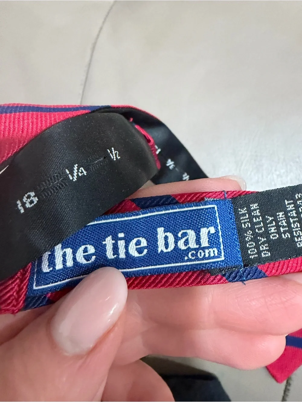 The Tie Bar Red & Navy Striped Adjustable Bow Tie Preppy Mens Formal Silk
